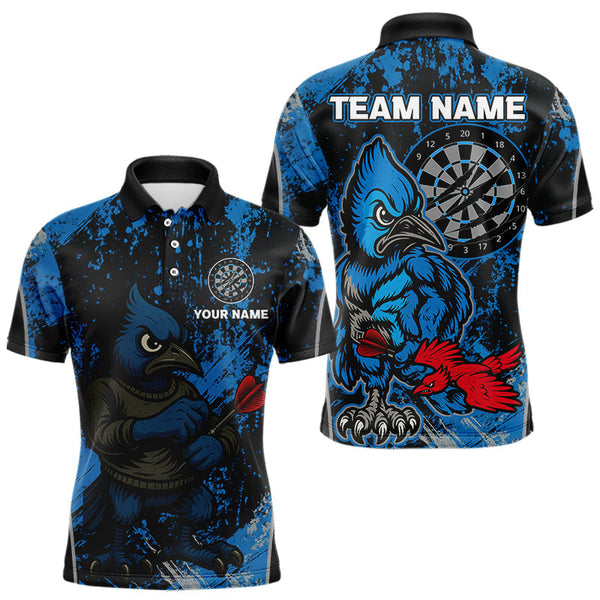 Maxcorners Navy Jay Scratched Dartboard Grunge Darts Shirt For Men - Custom Dart Player Jersey LM2206