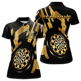 Maxcorners Gold Dartboard & Arrow Men's Darts Polo Shirt - Custom Name For Players LM1307