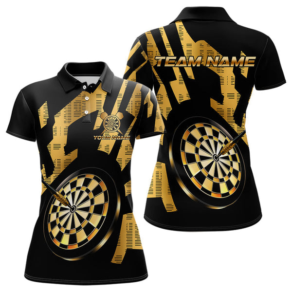 Maxcorners Gold Dartboard & Arrow Men's Darts Polo Shirt - Custom Name For Players LM1307