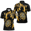 Maxcorners Gold Dartboard & Arrow Men's Darts Polo Shirt - Custom Name For Players LM1307