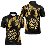 Maxcorners Gold Dartboard & Arrow Men's Darts Polo Shirt - Custom Name For Players LM1307