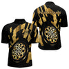 Maxcorners Gold Dartboard & Arrow Men's Darts Polo Shirt - Custom Name For Players LM1307