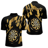 Maxcorners Gold Dartboard & Arrow Men's Darts Polo Shirt - Custom Name For Players LM1307