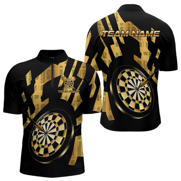 Maxcorners Gold Dartboard & Arrow Men's Darts Polo Shirt - Custom Name For Players LM1307