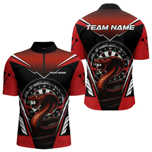 Maxcorners Maroon Cobra & Dartboard Men's Darts Polo Shirt - Custom Name For Darts Jersey LM1307