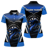 Maxcorners Azure Cobra & Dartboard Men's Darts Polo Shirt - Custom Name For Darts Jersey LM1307