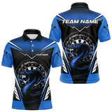 Maxcorners Azure Cobra & Dartboard Men's Darts Polo Shirt - Custom Name For Darts Jersey LM1307