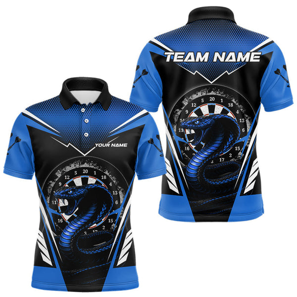 Maxcorners Azure Cobra & Dartboard Men's Darts Polo Shirt - Custom Name For Darts Jersey LM1307