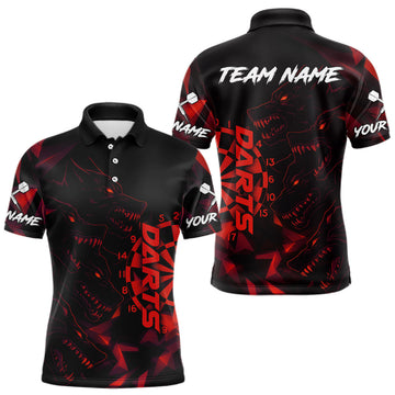 Maxcorners Custom Black And Red Wolf Dartboard Dart Jersey For Men Outfits Dart Team Jerseys LM1109