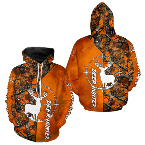 Maxcorners Personalized Orange Camo Deer Hunting 3D Printing Shirts for Hunters, Hunting Gifts LM1809