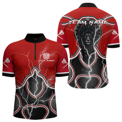 Maxcorners Lightning Dark Lion Dartboard Red Darts Shirt For Men - Custom Name For Players MT2306