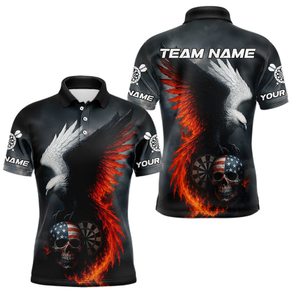 Maxcorners Men's Patriotic Dart Shirt Personalized US Flag Skull & Eagle With Dart Jerseys | Red TU1108