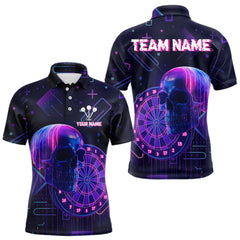 Maxcorners Men's Cyberpunk Dart Shirt Personalized Neon Skull With Dart Team Jerseys TU1108