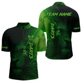 Maxcorners Custom Black-Green Horror Lion Dartboard Dart Polo Shirt For Men Grunge Dart Jerseys MT1309