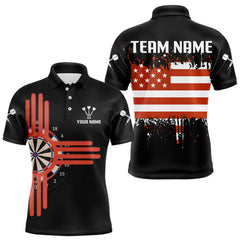 Maxcorners Grunge US Flag & Dartboard Custom Darts Polo Shirt For Men - Darts Team Jersey TU1407