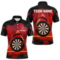 Maxcorners Red Smoke Headphones Dartboard Funny Darts Shirt For Men - Custom Team Jersey TU2606