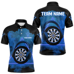 Maxcorners Azure Smoke Headphones Dartboard Funny Darts Shirt For Men - Custom Team Jersey TU2606