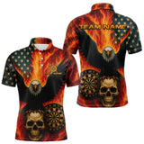 Maxcorners Custom Patriotic Darts Shirt For Men Flames Eagle US Flag Dart Jerseys, Darts Team LM1708