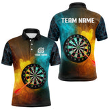 Maxcorners Turquoise & Yellow Smoke Dartboard Darts Shirt For Men - Custom Name & Team Jersey LM3006