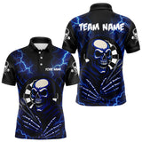 Maxcorners Thunder Lightning Skeleton Dartboard Blue Darts Shirt For Men - Custom Name & Team LM3006