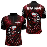 Maxcorners Thunder Lightning Skeleton Dartboard Red Darts Shirt For Men - Custom Name & Team LM3006