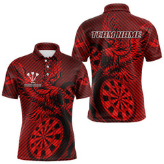 Maxcorners Custom Eagle & Dartboard Red Stripes Dart Polo Shirts For Men, Dart Team Jerseys LM2007