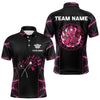 Maxcorners Lightning Pink Ribbons Dartboard Darts Shirt For Men - Custom Name & Team Jersey LM3006