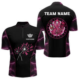 Maxcorners Lightning Pink Ribbons Dartboard Darts Shirt For Men - Custom Name & Team Jersey LM3006