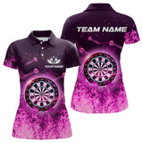 Maxcorners Personalized Pink Flame Dartboard Custom Dart Polo Shirts For Men, Dart Team Jerseys LM2007