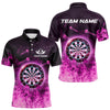Maxcorners Personalized Pink Flame Dartboard Custom Dart Polo Shirts For Men, Dart Team Jerseys LM2007
