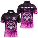 Maxcorners Personalized Pink Flame Dartboard Custom Dart Polo Shirts For Men, Dart Team Jerseys LM2007