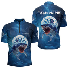 Maxcorners Personalized Fishing Shark & Dartboard Custom Dart Polo Shirts For Men, Dart Jerseys LM2007