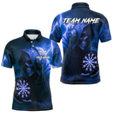 Maxcorners Custom Funny Skull Darts Shirt For Men Personalized Blue Dartboard Dart Team Jerseys MT2108