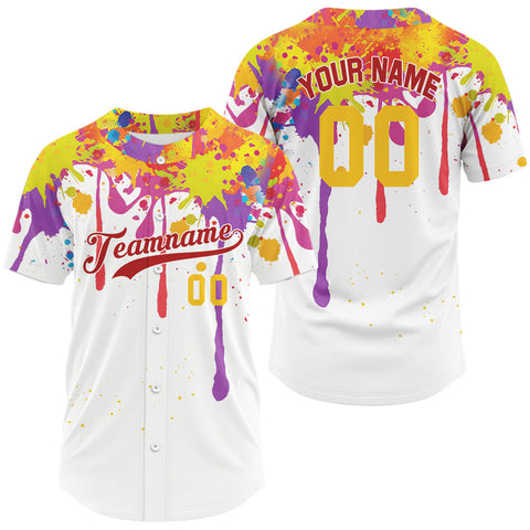 Maxcorners Custom Baseball Jersey For Men Personalized Splashed Colorful Youth Baseball Jerseys LM2608
