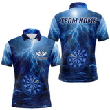Maxcorners Thunder Dartboard In The Ocean Blue Darts Shirt For Men - Custom Name & Team Jersey LM3006