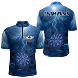 Maxcorners Thunder Dartboard In The Ocean Blue Darts Shirt For Men - Custom Name & Team Jersey LM3006