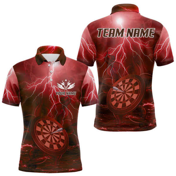 Maxcorners Thunder Dartboard In The Ocean Red Darts Shirt For Men - Custom Name & Team LM3006