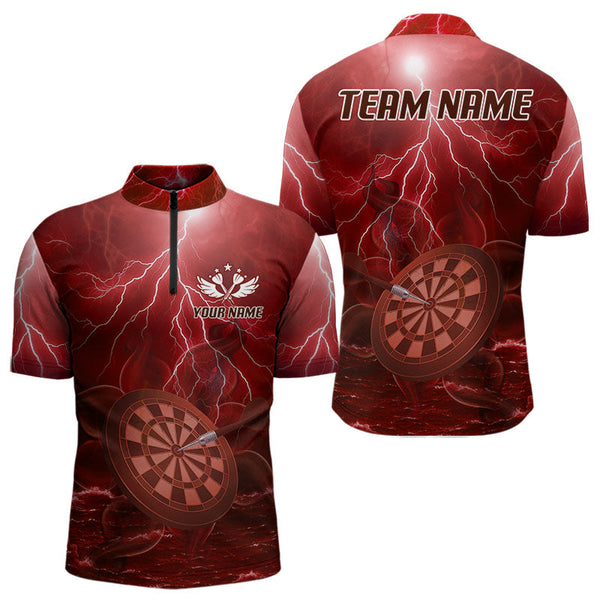 Maxcorners Thunder Dartboard In The Ocean Red Darts Shirt For Men - Custom Name & Team LM3006