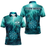 Maxcorners Thunder Dartboard In The Ocean Turquoise Darts Shirt For Men - Custom Name & Team LM3006