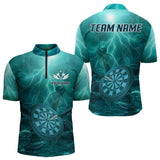 Maxcorners Thunder Dartboard In The Ocean Turquoise Darts Shirt For Men - Custom Name & Team LM3006