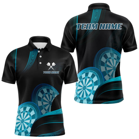 Maxcorners Three Turquoise-Dartboard 3D Tribal Darts Shirt For Men - Custom Name & Team Jersey LM3006