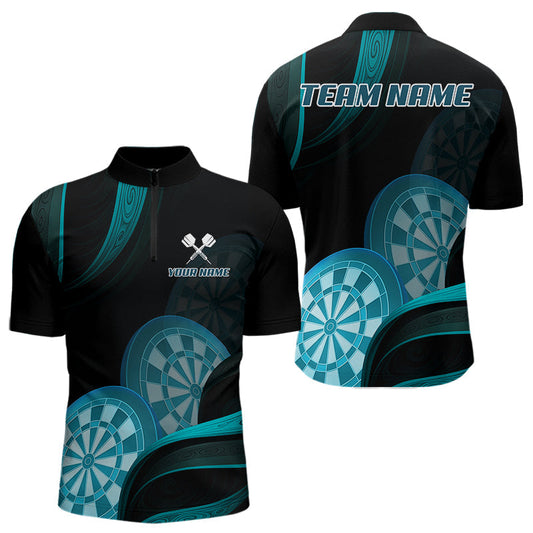 Maxcorners Three Turquoise-Dartboard 3D Tribal Darts Shirt For Men - Custom Name & Team Jersey LM3006