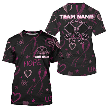 Maxcorners Custom Pink Ribbons Pickleball T-Shirt Personalized Pickleball Outfits For Men LM2608