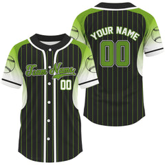 Maxcorners Green & White Pinstripe Baseball Shirt Custom Name Number For Men | Sports Team Jersey LM2608