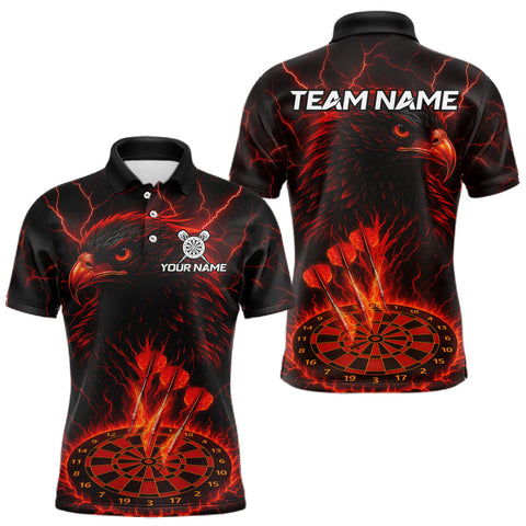 Maxcorners Personalized Lightning Eagle Dart Shirt Custom Red Dartboard Dart Jerseys For Men LM2608