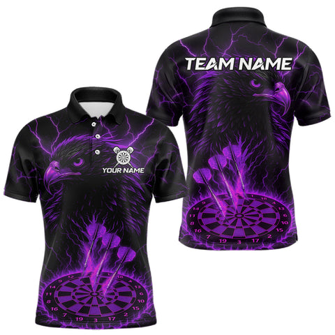 Maxcorners Personalized Lightning Eagle Dart Shirt Custom Purple Dartboard Dart Jerseys For Men LM2608