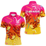 Maxcorners Flames In Vibrant Pink & Yellow Darts Funny Shirt For Men - Custom Team Name LM1625