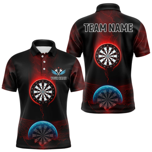 Maxcorners Thunder Dartboards Men's Darts Shirt - Custom Name & Team | Opt1 - Blue Red LM3006