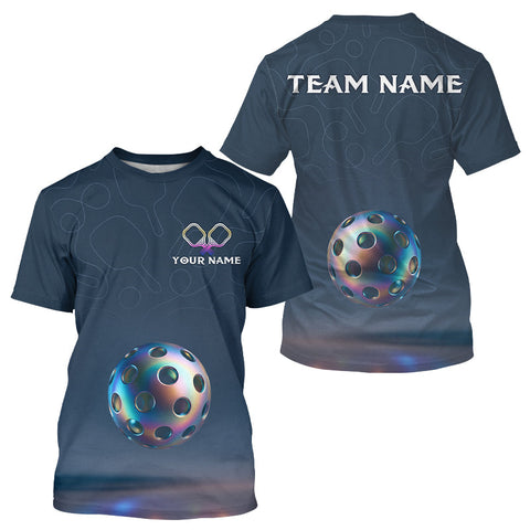 Maxcorners Custom Holographic Pickleball T-Shirt For Men Personalized Colorful Pickleball Jersey LM2608
