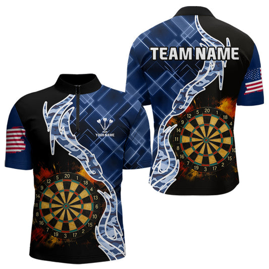 Maxcorners Colorful Splash Dartboard & Cobalt Camo Darts Shirt For Men - Custom Team Name LM1625